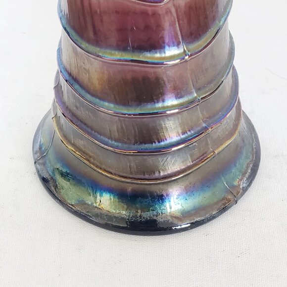 13.75 Inch Amethyst Ripple Vase, Imperial Glass Company, Carnival Glass - Picture 3 of 7